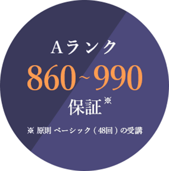 Aランク 860〜990 保証※ ※原則ベーシック(48回)の受講